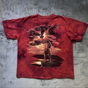 Vintage 90’s The Mountain Native American Eagle Sunset Tee - Red Tie Dye Size L